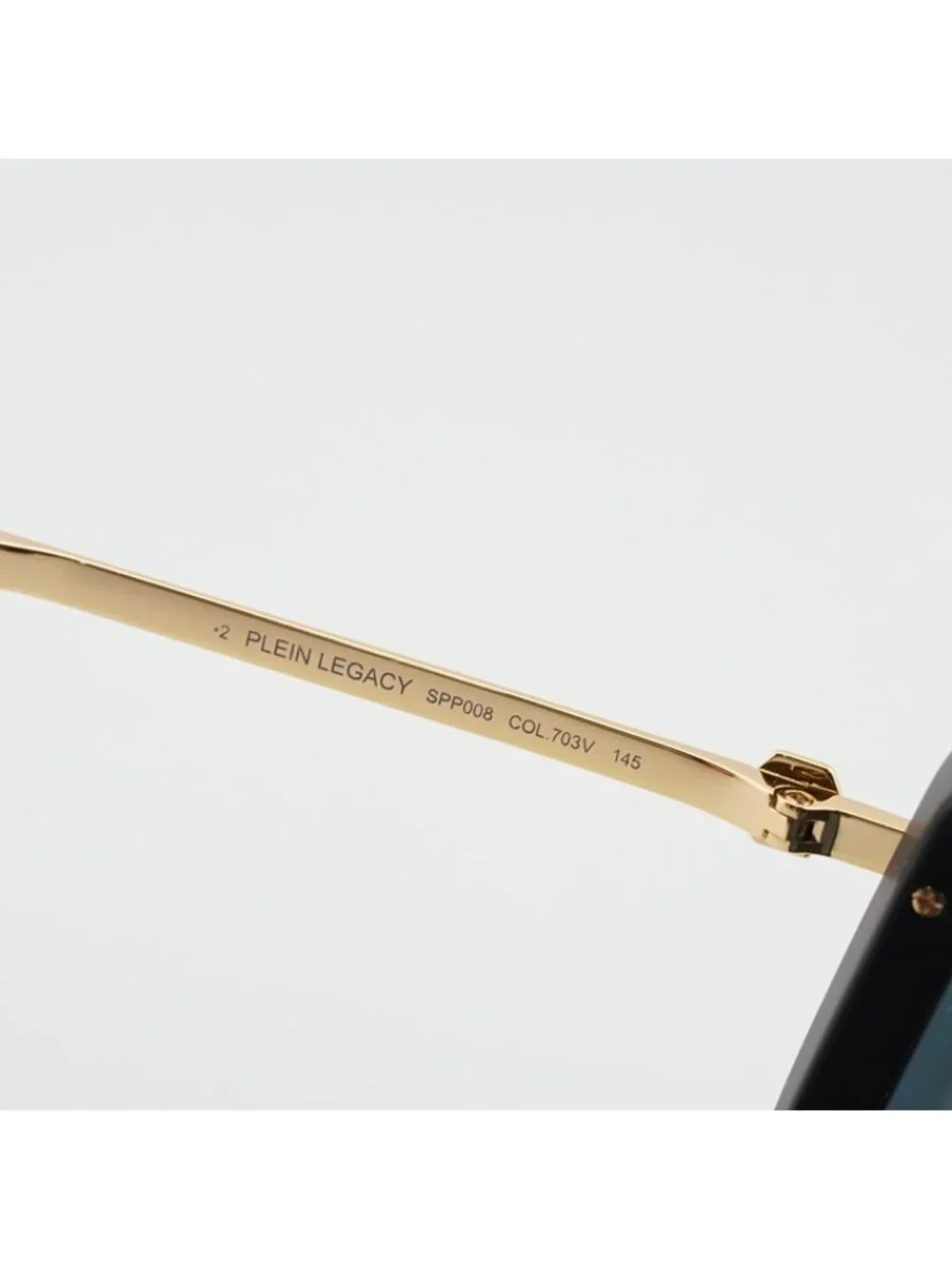 Philipp Plein SPP008M 703V Sunglasses Black Aviator Frame, Smoke Rainbow Lenses